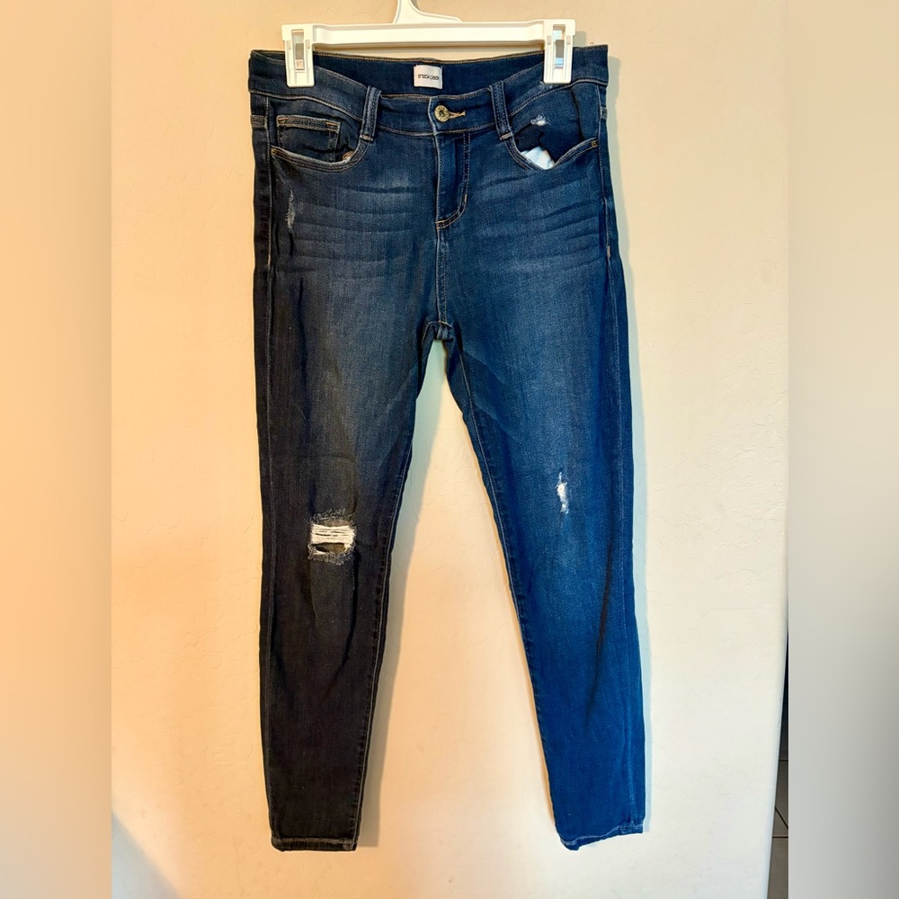 Sneak Peek Dark Blue Distressed Skinny Jeans
